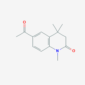 molecular formula C14H17NO2 B8471551 6-Acetyl-1,4,4-trimethyl-3,4-dihydroquinolin-2(1H)-one CAS No. 88579-25-3