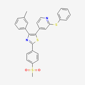 molecular formula C28H22N2O2S3 B8471564 4-(3-Methylphenyl)-2-(4-methylsulfonylphenyl)-5-(2-phenylthio-4-pyridyl)-1,3-thiazole CAS No. 303163-42-0