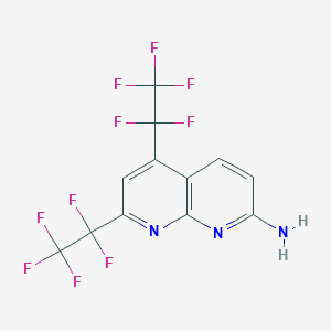molecular formula C12H5F10N3 B8471565 5,7-Bis(pentafluoroethyl)-1,8-naphthyridin-2-amine CAS No. 51750-43-7