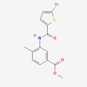 molecular formula C14H12BrNO3S B8471619 Methyl 3-(5-bromothiophene-2-carboxamido)-4-methylbenzoate 