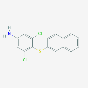 molecular formula C16H11Cl2NS B8472017 3,5-Dichloro-4-(napthalen-2-ylsulfanyl)-phenylamine 
