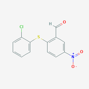 molecular formula C13H8ClNO3S B8472264 2-[(2-Chlorophenyl)sulfanyl]-5-nitrobenzaldehyde 