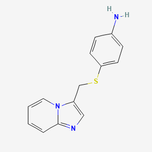 molecular formula C14H13N3S B8472275 Benzenamine,4-[(imidazo[1,2-a]pyridin-3-ylmethyl)thio]- 