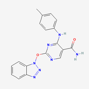 molecular formula C18H15N7O2 B8472308 2-(Benzotriazol-1-yloxy)-4-(4-methylanilino)pyrimidine-5-carboxamide 