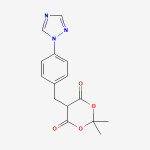 molecular formula C15H15N3O4 B8472544 5-(4-(1H-1,2,4-triazol-1-yl)benzyl)-2,2-dimethyl-1,3-dioxane-4,6-dione 