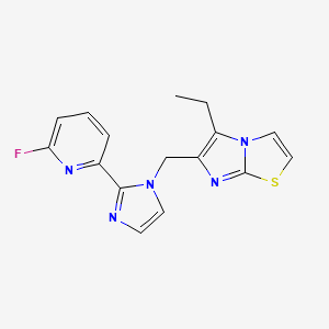 molecular formula C16H14FN5S B8472670 Imidazo[2,1-b]thiazole,5-ethyl-6-[[2-(6-fluoro-2-pyridinyl)-1h-imidazol-1-yl]methyl]- 