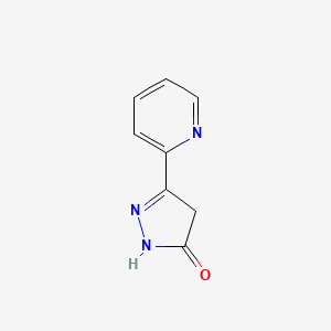 molecular formula C8H7N3O B8472766 3-(2-Pyridyl)-4, 5-dihydropyrazol-5-one 