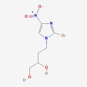 molecular formula C7H10BrN3O4 B8472785 4-(2-bromo-4-nitro-1H-imidazol-1-yl)-1,2-butanediol 