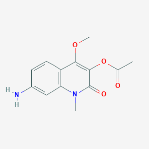 molecular formula C13H14N2O4 B8473016 7-Amino-4-methoxy-1-methyl-2-oxo-1,2-dihydroquinolin-3-yl acetate CAS No. 194036-90-3