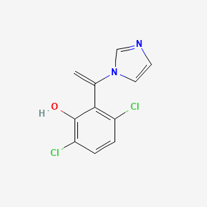 molecular formula C11H8Cl2N2O B8473071 2,5-dichloro-6-[1-(1H-imidazol-1-yl)vinyl]phenol 