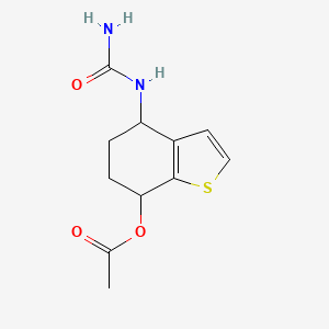 molecular formula C11H14N2O3S B8473086 4-(Carbamoylamino)-4,5,6,7-tetrahydro-1-benzothiophen-7-yl acetate CAS No. 62369-80-6