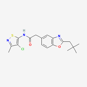 molecular formula C18H20ClN3O2S B8473174 N-(4-chloro-3-methylisothiazol-5-yl)-[2-(2,2-dimethylpropyl)benzoxazol-5-yl]acetamide 