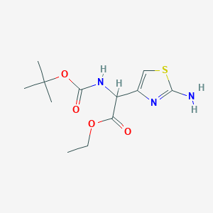 molecular formula C12H19N3O4S B8473294 alpha-t-Butyloxycarbonylamino-alpha-(2-aminothiazol-4-yl)acetic acid ethyl ester 