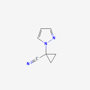 molecular formula C7H7N3 B8473373 1-(1H-pyrazol-1-yl)cyclopropanecarbonitrile 