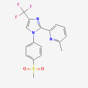molecular formula C17H14F3N3O2S B8473402 Pyridine,2-methyl-6-[1-[4-(methylsulfonyl)phenyl]-4-(trifluoromethyl)-1h-imidazol-2-yl]- 