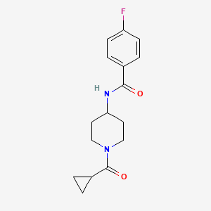 molecular formula C16H19FN2O2 B8473553 N-(1-cyclopropylcarbonylpiperidin-4-yl)-4-fluorobenzamide 
