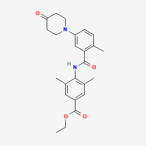 molecular formula C24H28N2O4 B8473605 Ethyl 3,5-dimethyl-4-[[2-methyl-5-(4-oxo-1-piperidyl)benzoyl]amino]benzoate 