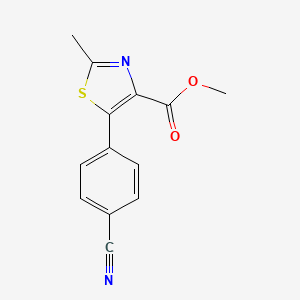 molecular formula C13H10N2O2S B8473807 5-(4-Cyano-phenyl)-2-methyl-thiazole-4-carboxylic Acid Methyl Ester 