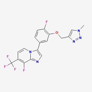 molecular formula C18H12F5N5O B8474071 Imidazo[1,2-a]pyridine,8-fluoro-3-[4-fluoro-3-[(1-methyl-1h-1,2,3-triazol-4-yl)methoxy]phenyl]-7-(trifluoromethyl)- 