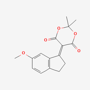 molecular formula C16H16O5 B8474079 5-(6-Methoxy-indan-1-ylidene)-2,2-dimethyl-[1,3]dioxane-4,6-dione 