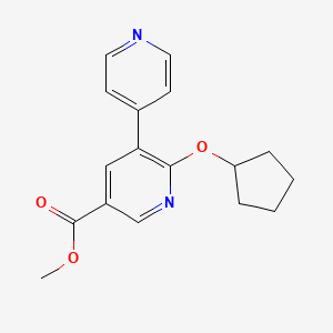 molecular formula C17H18N2O3 B8474094 Methyl 6-(cyclopentyloxy)-5-(pyridin-4-yl)nicotinate 