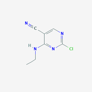 molecular formula C7H7ClN4 B8474189 2-Chloro-5-cyano-4-ethylaminopyrimidine 