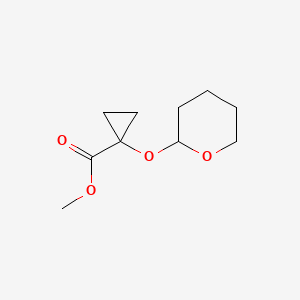 molecular formula C10H16O4 B8474342 1-(Tetrahydro-pyran-2-yloxy)-cyclopropanecarboxylic acid methyl ester 