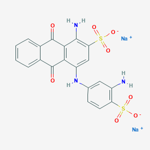 molecular formula C20H13N3Na2O8S2 B8474549 Disodium 1-amino-4-((3-amino-4-sulfophenyl)amino)-9,10-dihydro-9 CAS No. 6691-06-1