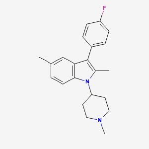 molecular formula C22H25FN2 B8474623 1h-Indole,3-(4-fluorophenyl)-2,5-dimethyl-1-(1-methyl-4-piperidinyl)- 