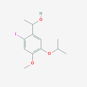 molecular formula C12H17IO3 B8474769 1-(2-Iodo-5-isopropoxy-4-methoxyphenyl)ethanol 