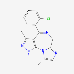 molecular formula C17H16ClN5 B8474823 4-(2-Chlorophenyl)-1,6-dihydro-1,3,9-trimethylimidazo(1,2-a)pyrazolo(4,3-f)(1,4)diazepine 