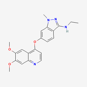 molecular formula C21H22N4O3 B8474887 6-((6,7-bis(methoxy)-4-quinolinyl)oxy)-N-ethyl-1-methyl-1H-indazol-3-amine 