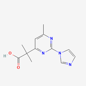 molecular formula C12H14N4O2 B8474945 2-(2-(1H-Imidazol-1-YL)-6-methylpyrimidin-4-YL)-2-methylpropanoic acid CAS No. 888314-07-6