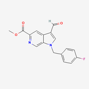 molecular formula C17H13FN2O3 B8475295 1h-Pyrrolo[2,3-c]pyridine-5-carboxylic acid,1-[(4-fluorophenyl)methyl]-3-formyl-,methyl ester 