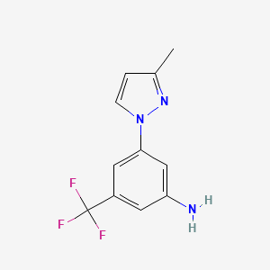 molecular formula C11H10F3N3 B8475338 3-(3-methyl-1H-pyrazol-1-yl)-5-(trifluoromethyl)aniline 