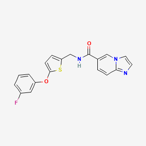molecular formula C19H14FN3O2S B8475510 Imidazo[1,2-a]pyridine-6-carboxamide,n-[[5-(3-fluorophenoxy)-2-thienyl]methyl]- 