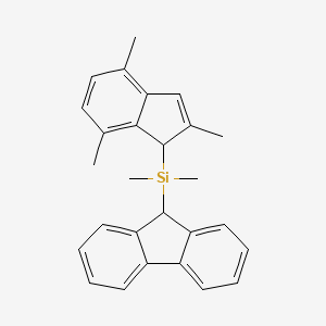 B8475678 (9H-Fluoren-9-yl)(dimethyl)(2,4,7-trimethyl-1H-inden-1-yl)silane CAS No. 261968-69-8