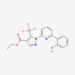 molecular formula C18H14F3N3O3 B8475812 Ethyl 1-[6-(2-hydroxylphenyl)pyridine-2-yl]-5-trifluoromethyl-1H-pyrazole-4-carboxylate CAS No. 1128268-02-9