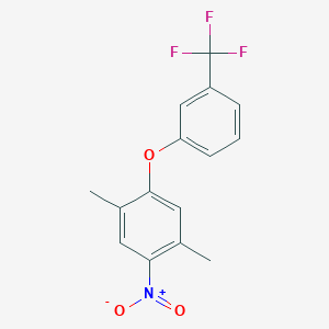 molecular formula C15H12F3NO3 B8475844 1,4-Dimethyl-2-nitro-5-[3-(trifluoromethyl)phenoxy]benzene CAS No. 287942-14-7