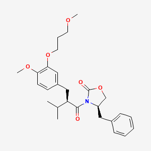 molecular formula C27H35NO6 B8475863 (R)-4-benzyl-3-((R)-2-(4-methoxy-3-(3-methoxypropoxy)benzyl)-3-methylbutanoyl)oxazolidin-2-one CAS No. 172900-72-0
