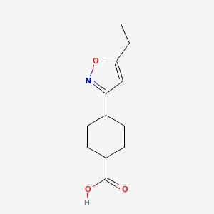 molecular formula C12H17NO3 B8475866 trans-4-(5-Ethyl-isoxazol-3-yl)-cyclohexanecarboxylic acid 