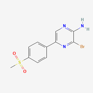molecular formula C11H10BrN3O2S B8476372 3-Bromo-5-(4-methylsulfonylphenyl)pyrazin-2-amine 