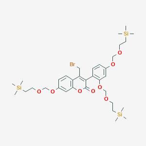 molecular formula C34H53BrO8Si3 B8476458 3-(2,4-Bis{[2-(trimethylsilyl)ethoxy]methoxy}phenyl)-4-(bromomethyl)-7-{[2-(trimethylsilyl)ethoxy]methoxy}-2H-1-benzopyran-2-one CAS No. 554430-37-4