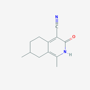 molecular formula C12H14N2O B8476555 4-Cyano-2,3,5,6,7,8-hexahydro-1,7-dimethyl-3-oxoisoquinoline 