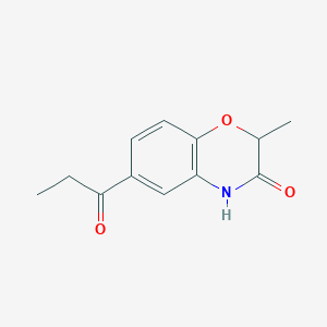 molecular formula C12H13NO3 B8476570 6-propionyl-2-methyl-3-oxo-3,4-dihydro-2H-1,4-benzoxazine 