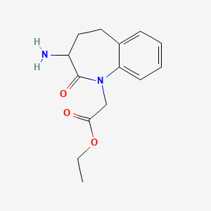 molecular formula C14H18N2O3 B8476601 3-amino-1-ethoxycarbonylmethyl-2,3,4,5-tetrahydro-1H-[1]benzazepin-2-one 
