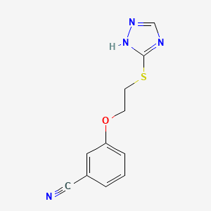 molecular formula C11H10N4OS B8477134 Benzonitrile, 3-[2-(1H-1,2,4-triazol-5-ylthio)ethoxy]- 