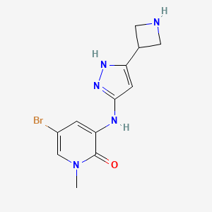 molecular formula C12H14BrN5O B8477239 3-(5-(Azetidin-3-yl)-1H-pyrazol-3-ylamino)-5-bromo-1-methylpyridin-2(1H)-one 