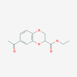 molecular formula C13H14O5 B8477271 Ethyl 7-acetyl-2,3-dihydro-1,4-benzodioxine-2-carboxylate CAS No. 75280-32-9