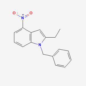 molecular formula C17H16N2O2 B8477297 1h-Indole,2-ethyl-4-nitro-1-(phenylmethyl)- 